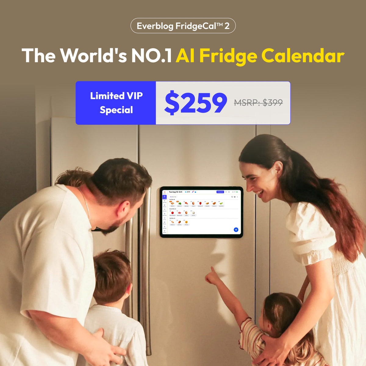 Everblog FridgeCal™ 2 AI Fridge Calendar | $5 Deposit, Save $140